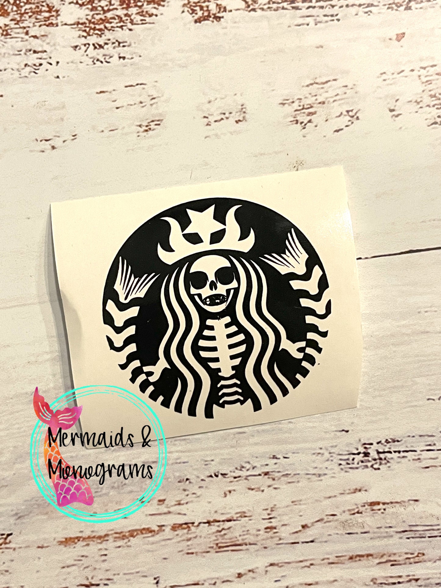 Mermaid Skeleton Starbucks Inspired Decal