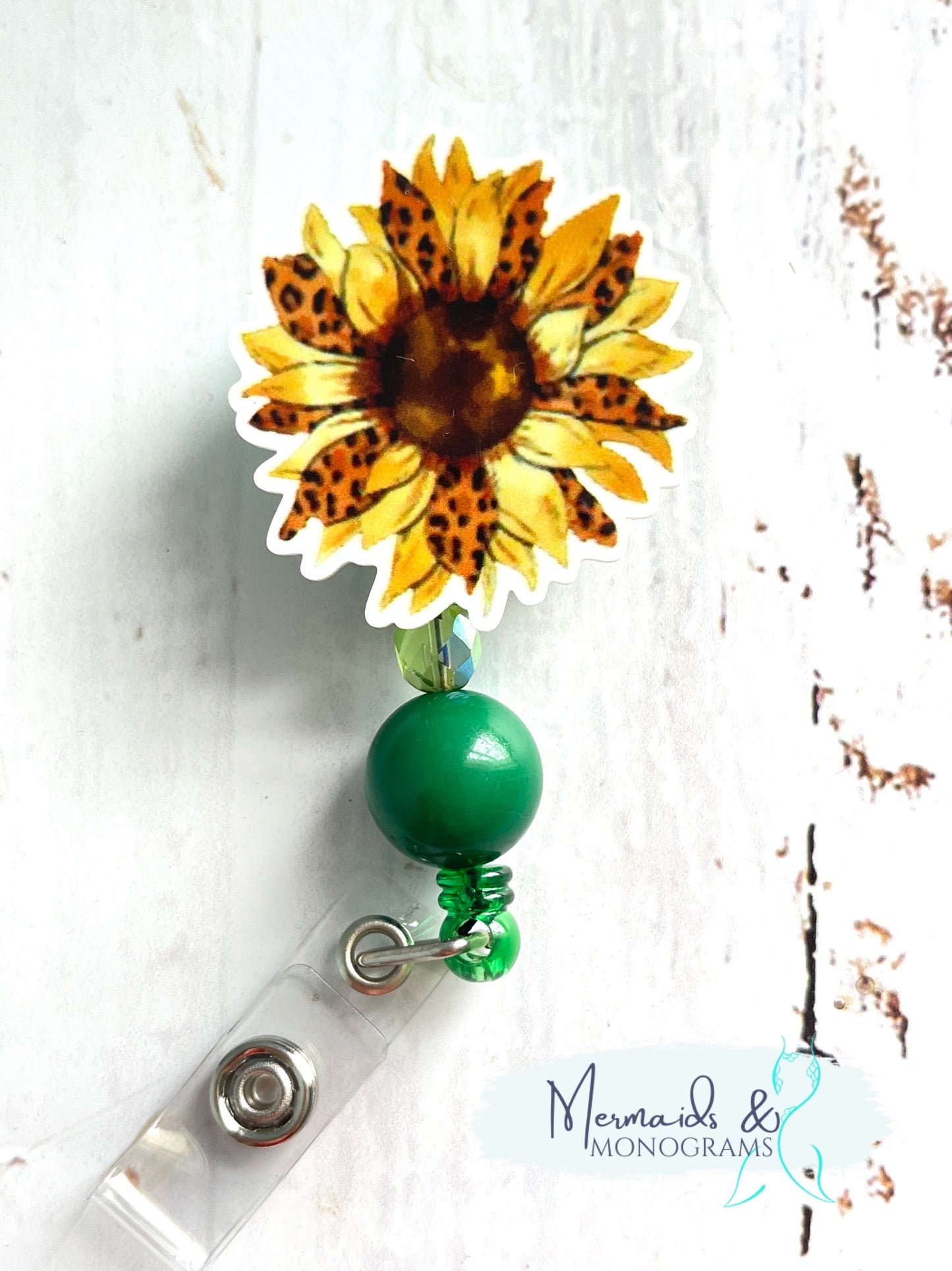 Leopard Sunflower Badge Reel