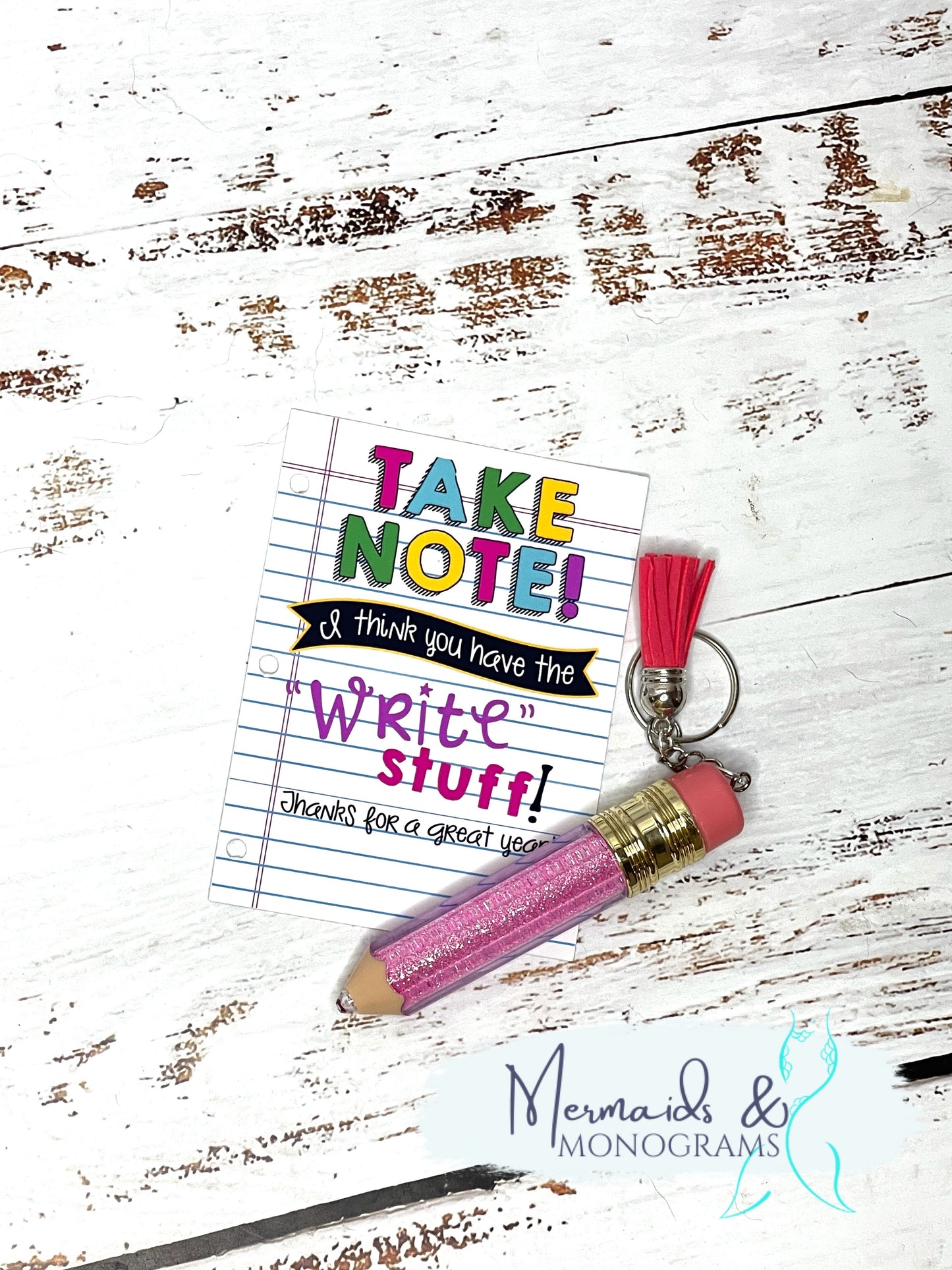 Glitter Crayon Pencil Keychain Teacher Appreciation Gift