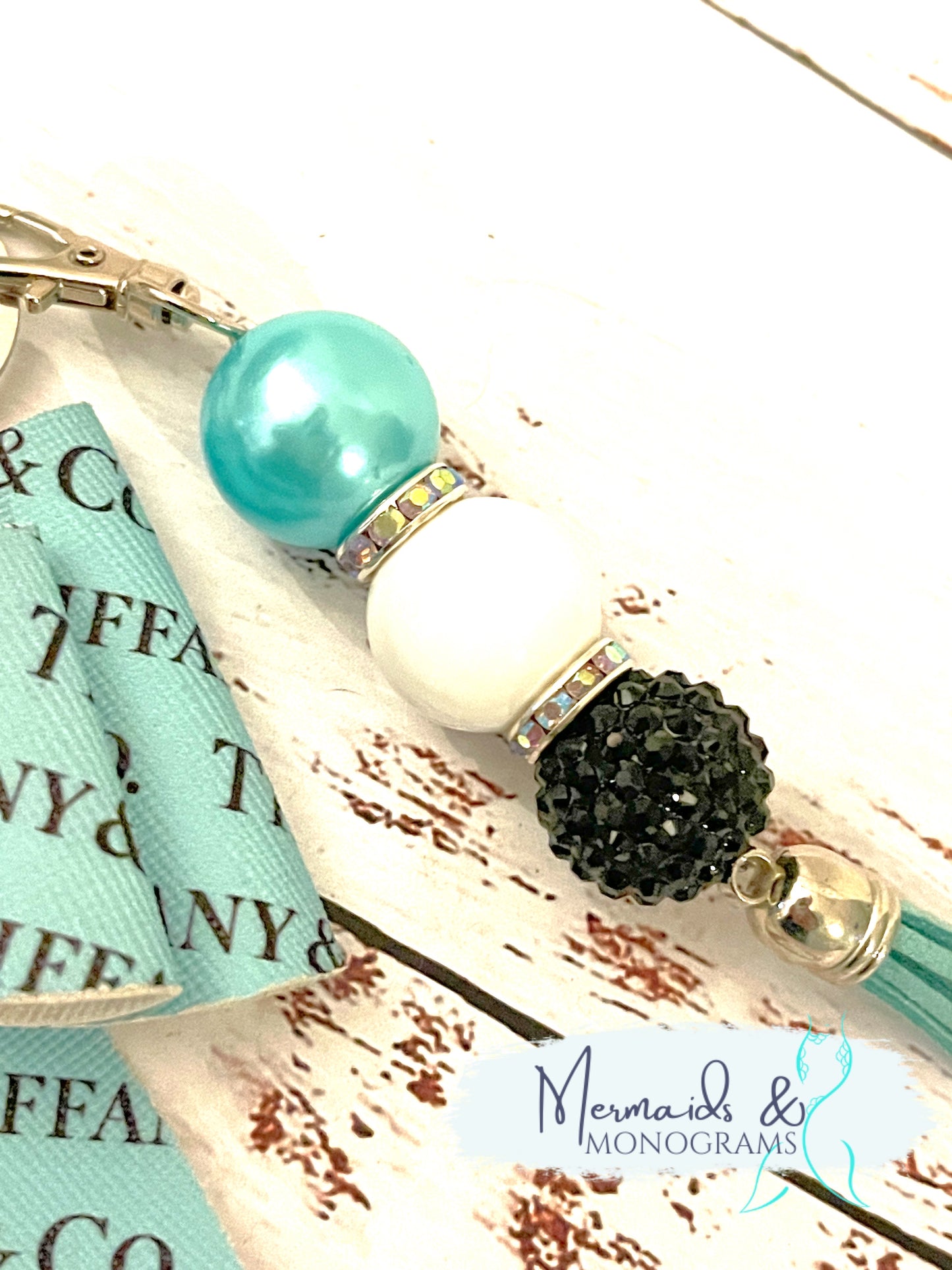 Tiffany Inspired Bow Keychain Bubblegum Beads