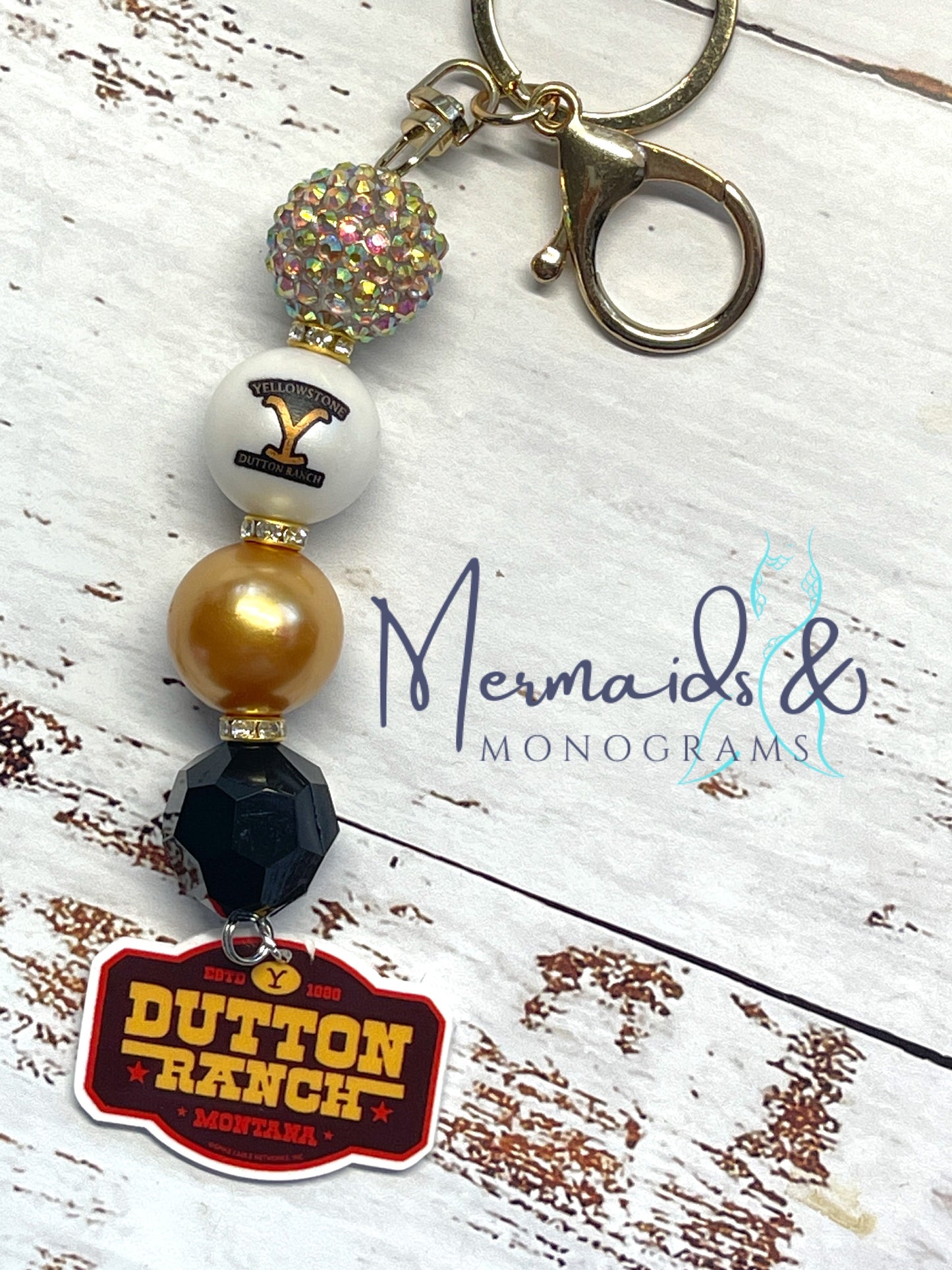 Yellowstone Inspired Bubblegum Bead Keychain