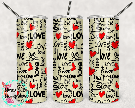 Grafitti Love and Hearts Valentines Day Stainless Steel Tumbler