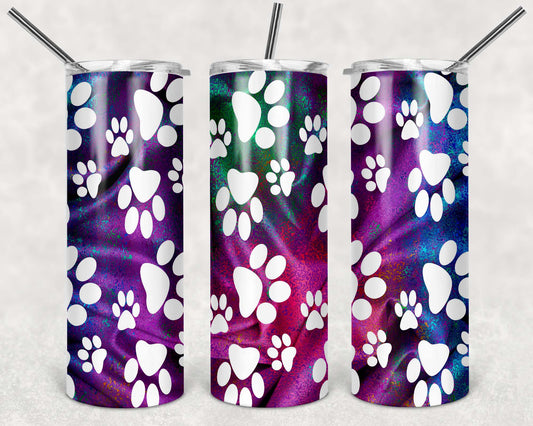 Rainbow Paw Print Stainless Steel Tumbler