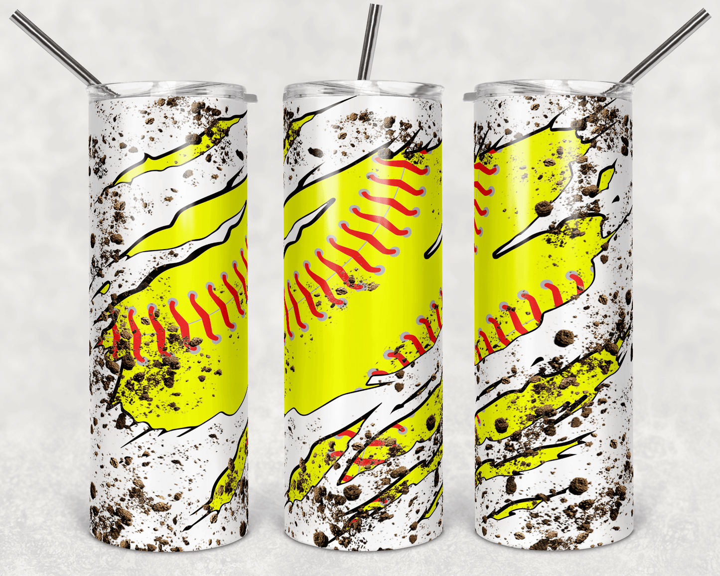 Torn Shredded Dirty Softball Stainless Steel Tumbler