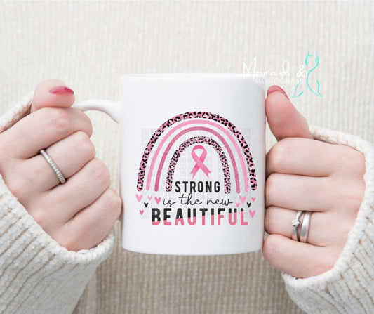 Strong is the new Beautiful Boho Rainbow Breast Cancer Coffee Mug