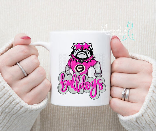 Pink Preppy Georgia Bulldogs Football Coffee Mug