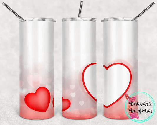 Red and White Hearts Valentines Day Stainless Steel Tumbler