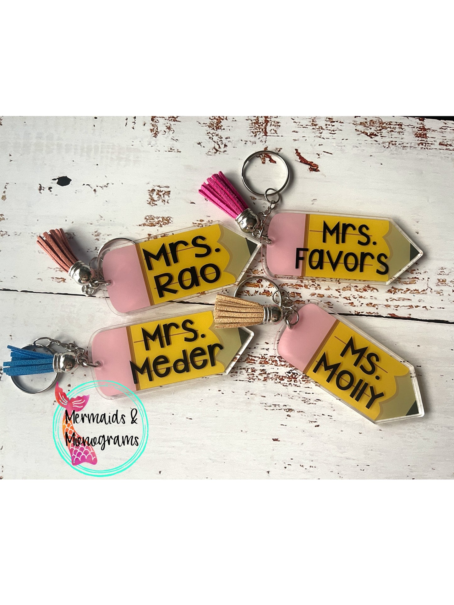 Pencil keychain Teacher Gift Personalized