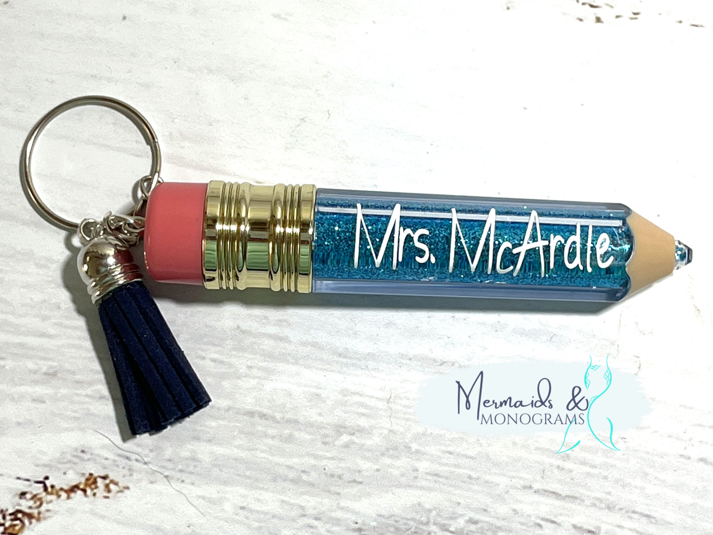 Glitter Crayon Pencil Keychain Teacher Appreciation Gift