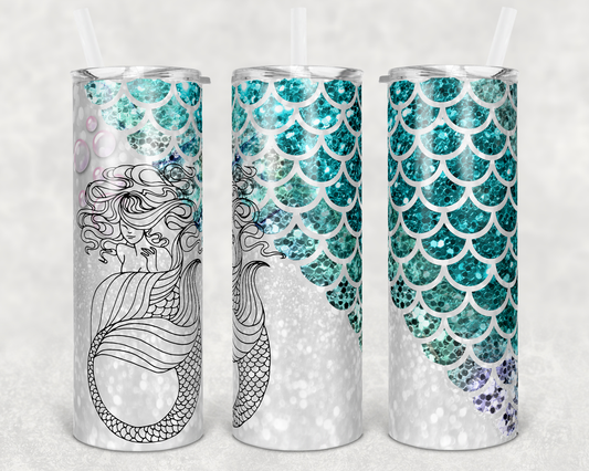 Teal Mermaid Scale Stainless Steel Tumbler