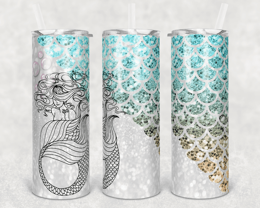 Beach Themed Mermaid Scale Stainless Steel Tumbler