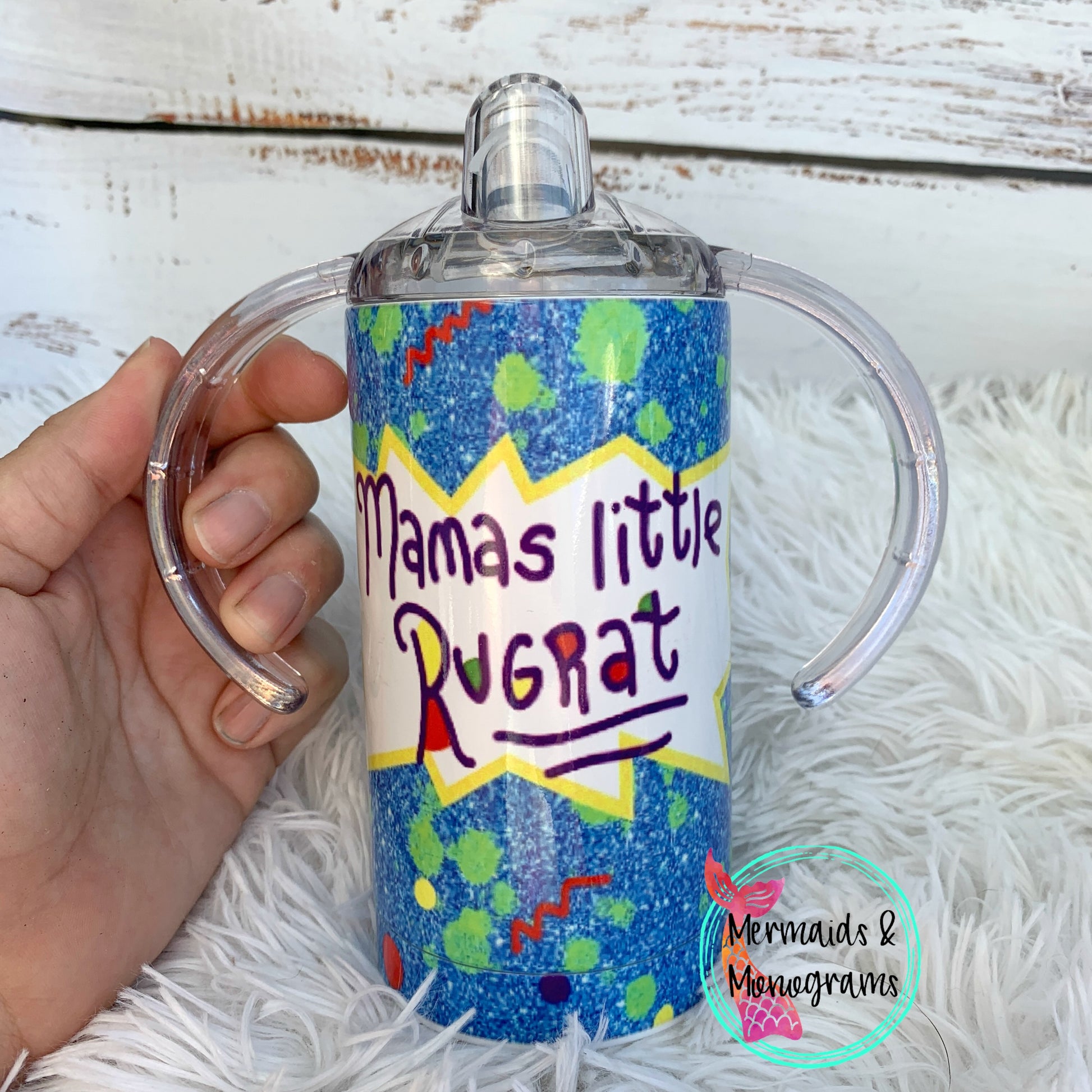 Just a 90's Mama Raising her Rugrats Tumbler & Sippy, Skinny Cup – Mermaids  & Monograms