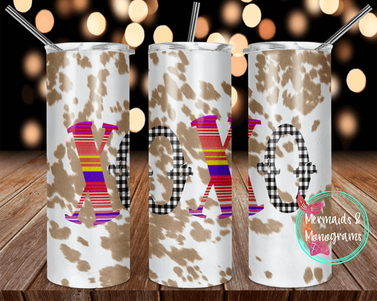 XOXO Cow Hide Valentine's Day Stainless Steel Tumbler