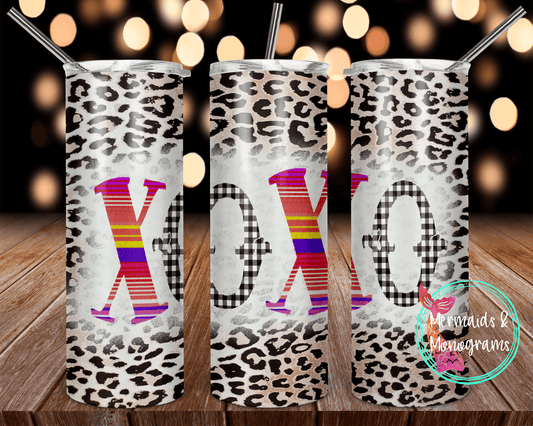 XOXO Leopard Print Valentine's Day Stainless Steel Tumbler